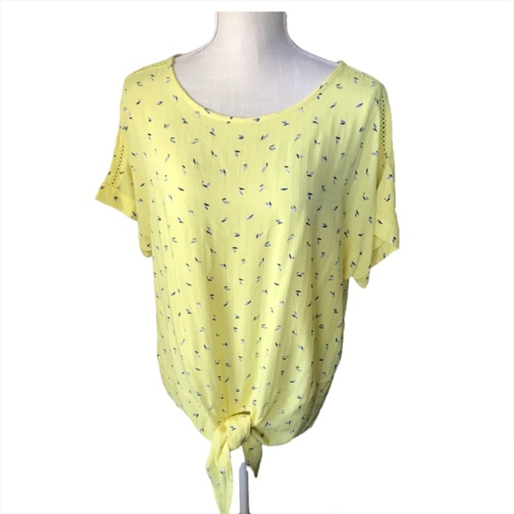 Yellow Summer Tie Front Top Size M